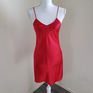 Filigree Vintage Silk Slip Mini Dress Red Petite